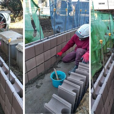 埼玉県　板橋区　ブロック　作業の様子