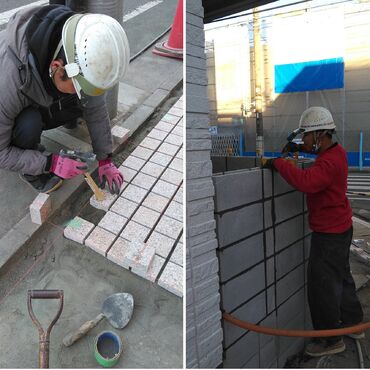 板橋区　床ピンコロ　外構工事　吉川工業