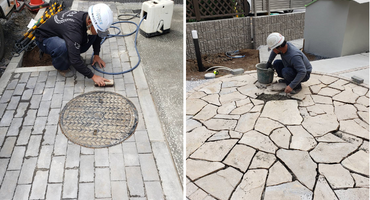 東京都足立区　石張り作業　吉川工業