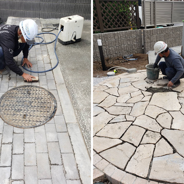 東京都足立区　石張り作業　吉川工業