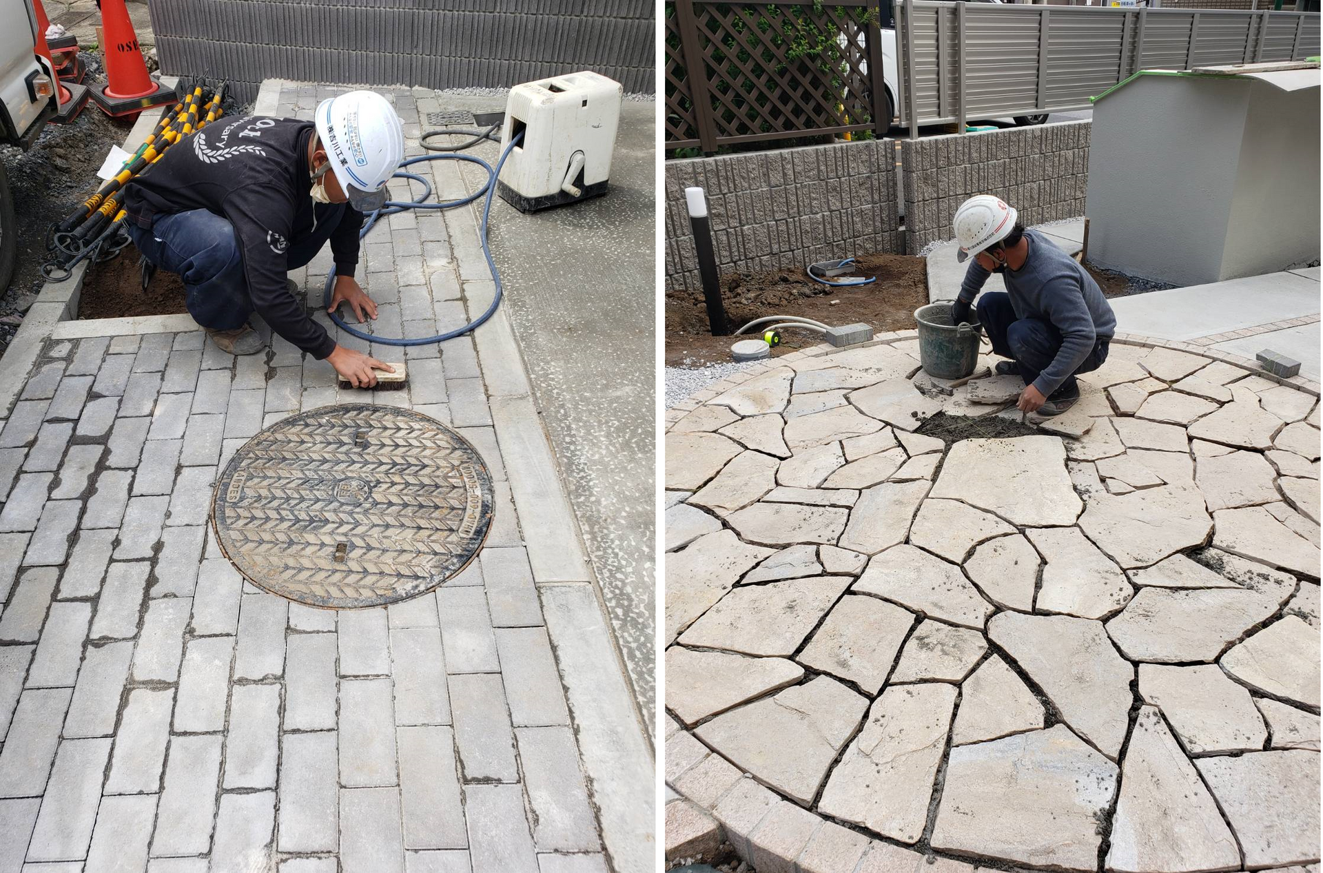 東京都足立区　石張り作業　吉川工業