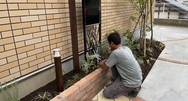 朝霞市　新築アパート　外構工事　植栽追加