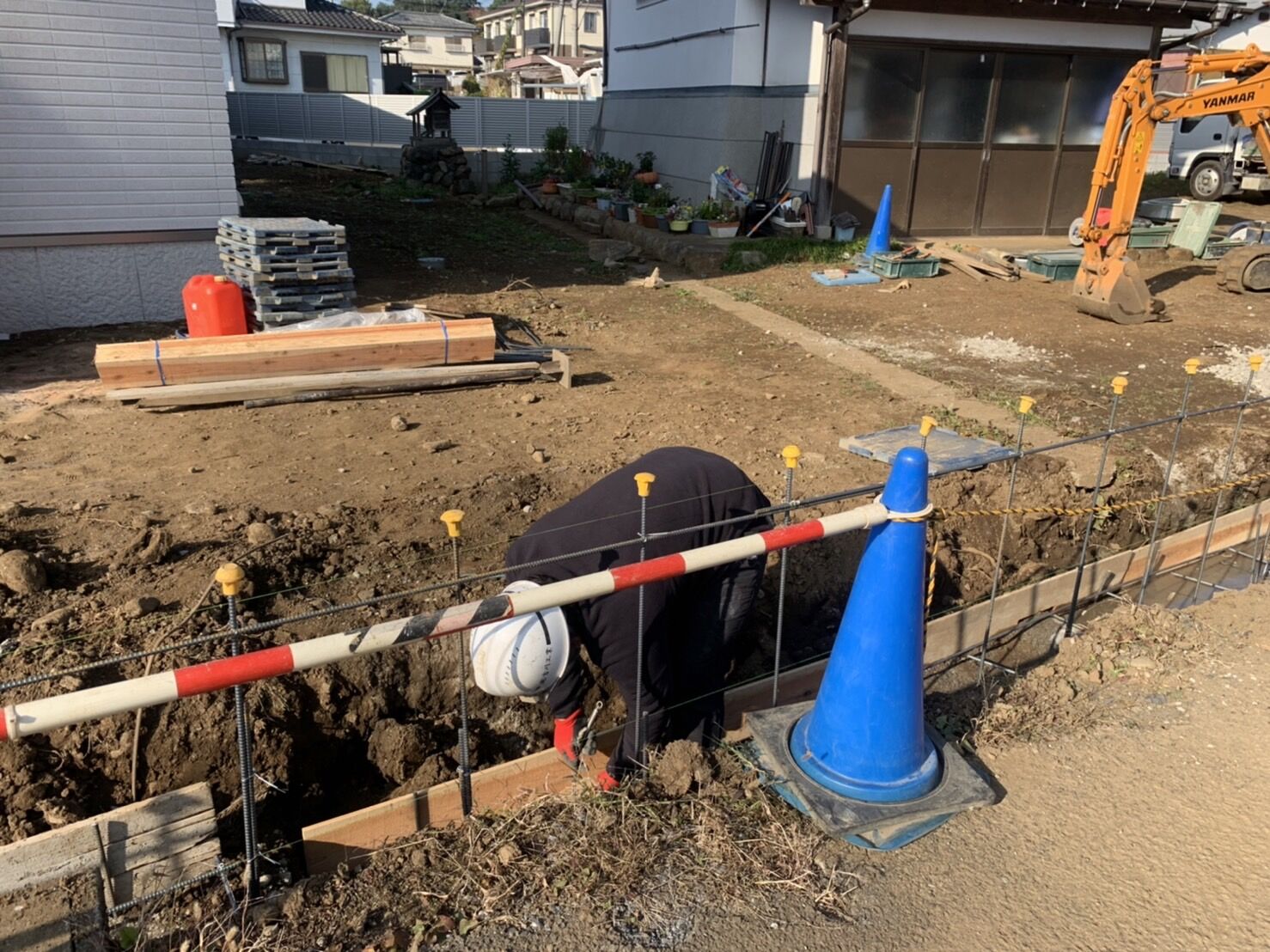 埼玉県　飯能市　ブロックベース打設