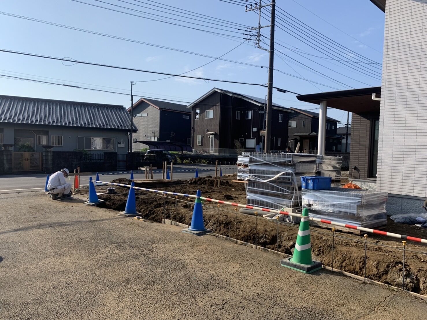 埼玉県　飯能市　ブロックベース打設